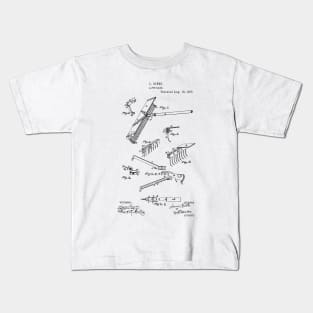 Lawn Rake Gardening Vintage Retro Patent Hand Drawing Funny Novelty Gift Kids T-Shirt